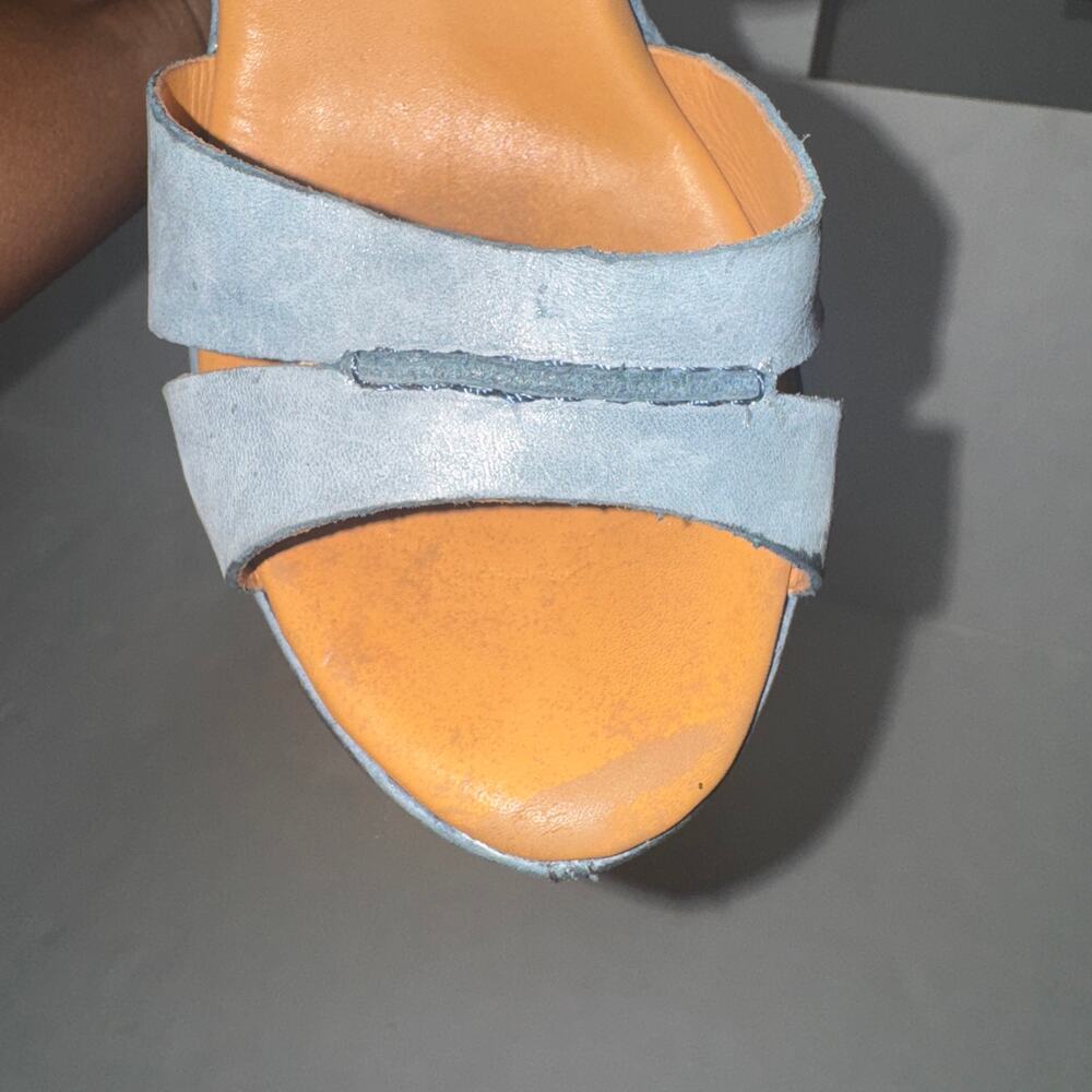 Kork-Ease Blue Gracen Leather Size 6 Wedge Platform Sandals Casual Chic Classic - Picture 5 of 10